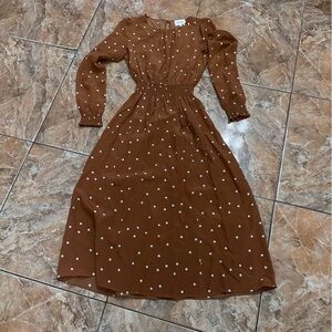 Sezane Brown Polka Dot Dress